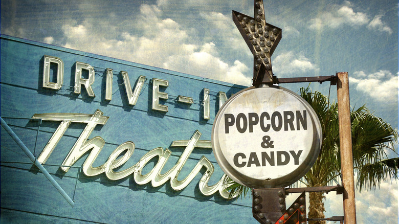 drive-in movie theater sign