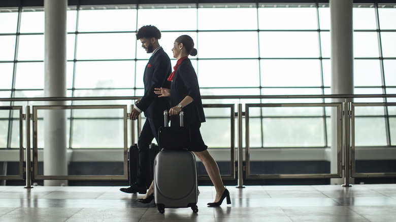 Cabin crew in an airport