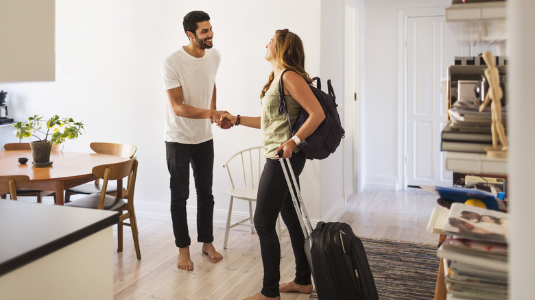 Traveler checking into Airbnb