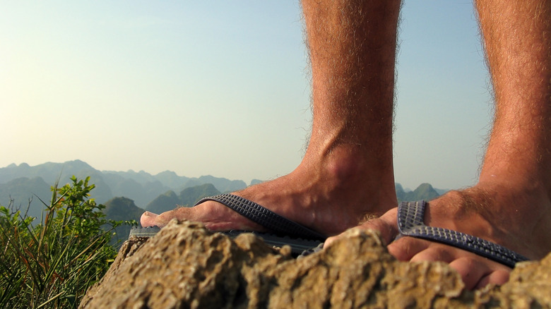 Flip-flops on rocks