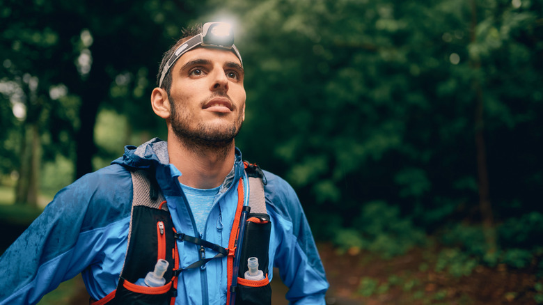 Man hiking in breathable jacket