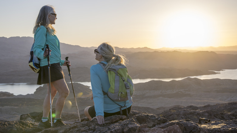 Woman hiking in a skirt