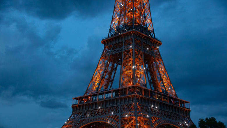 closeup of Eiffel Tower