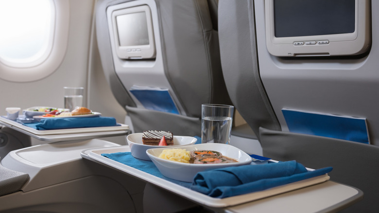 Airplane trays with meals