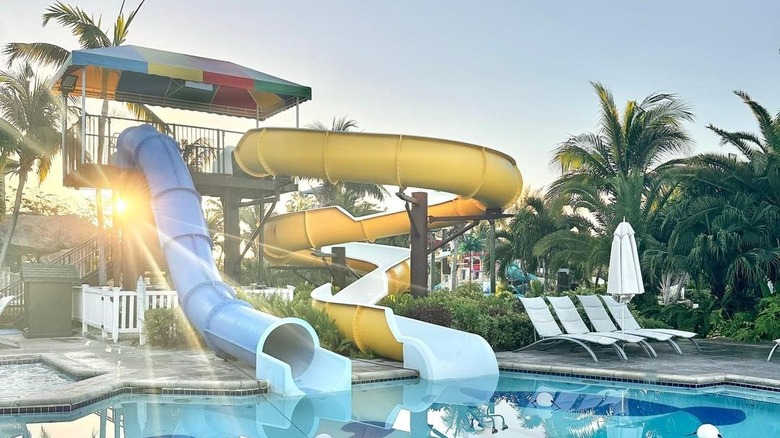 colorful slides at water park