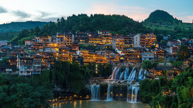 Landscape of Furong China and waterfalls