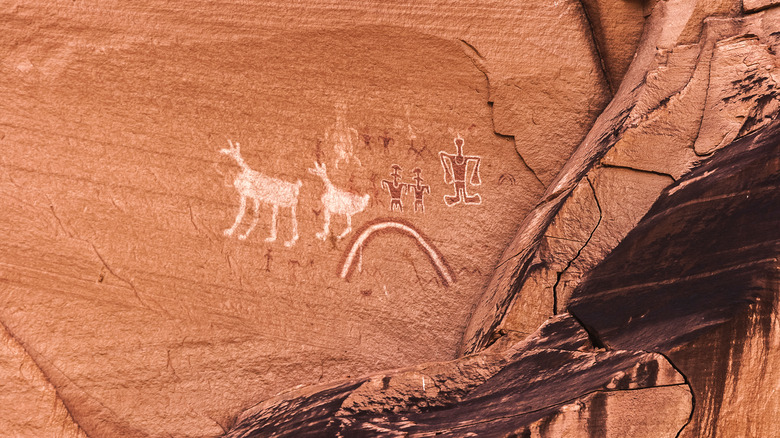 Ancient petroglyphs on cave walls