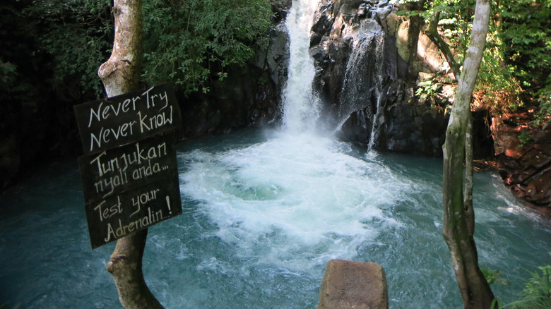 Sign next to Kroya Waterfall