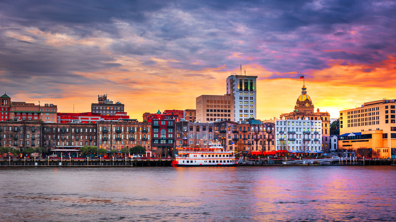 Savannah skyline at night