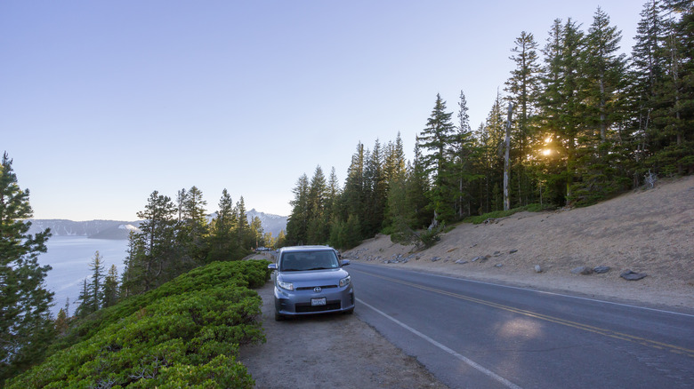 car on crate lake road