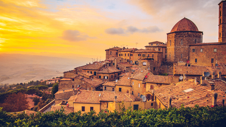 Landscape of sunset in Volterra