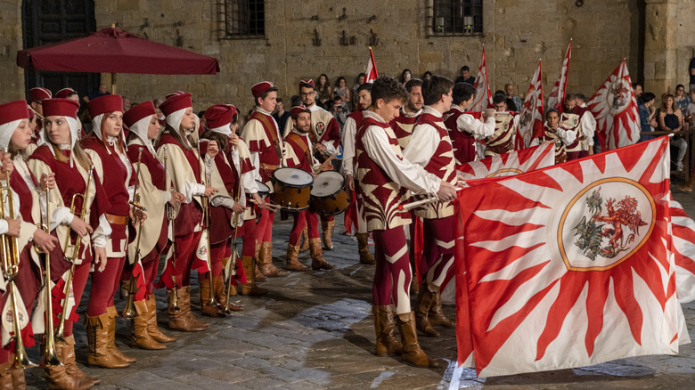 Medieval festival procession in Volterra