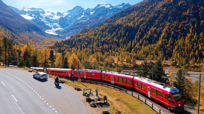 aerial shot of Bernina Pass