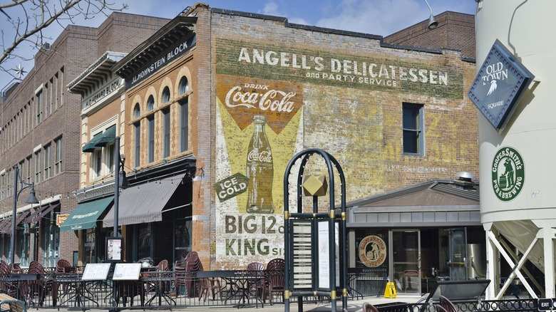 Vintage Coke mural on brick