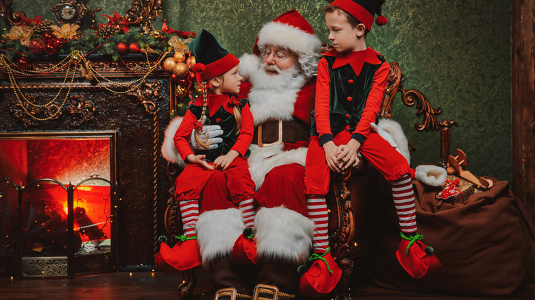 Children sitting on Santa's lap