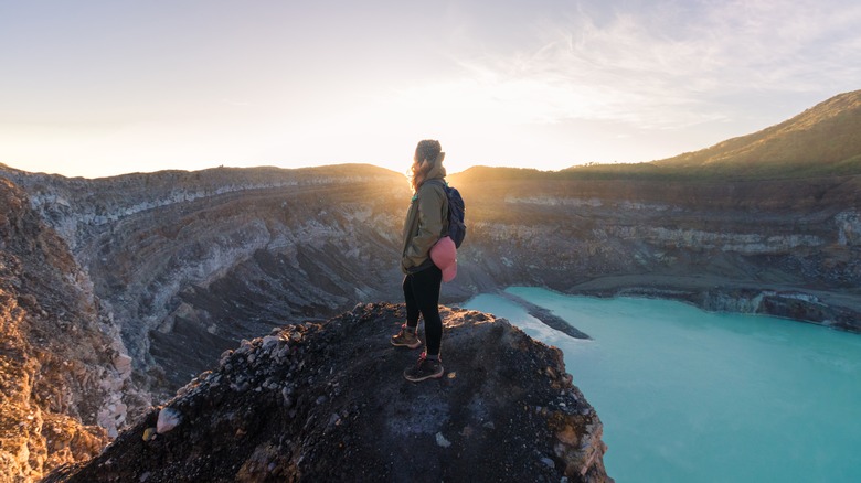 traveler at Poas volcano