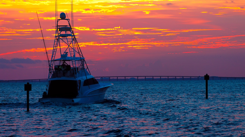 Destin fishing boat at sunset