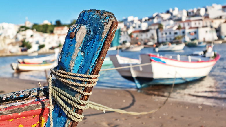 Boat on the beach in Ferragudo, Portugal