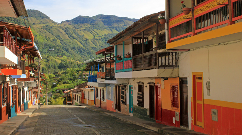 colorful street in jardin colombia