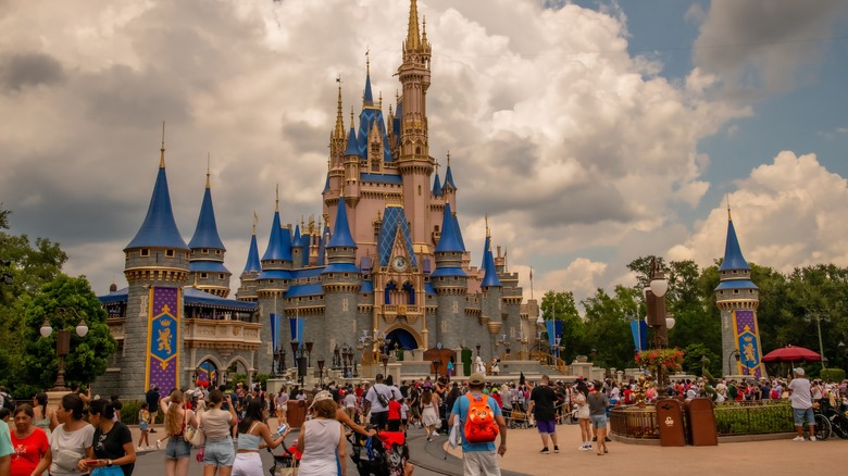 Parkgoers walking in Disney World