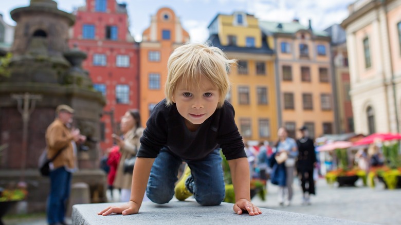 Child crawling in Stockholm, Sweden