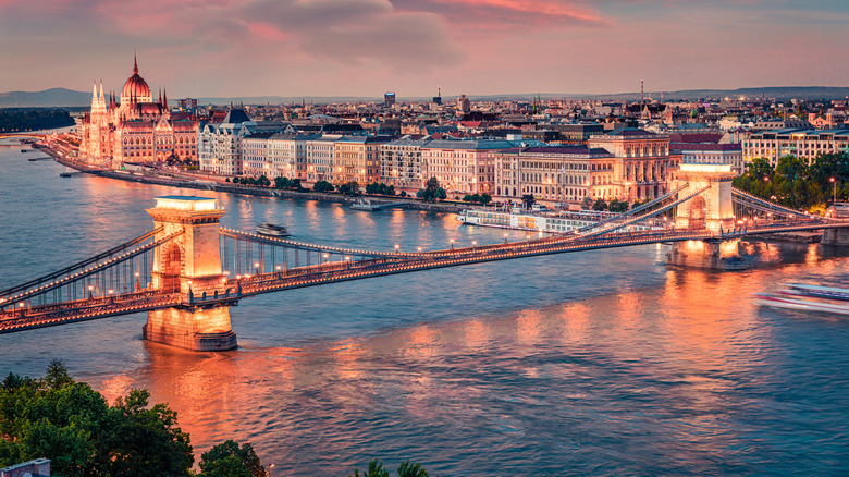 Danube River banks at night