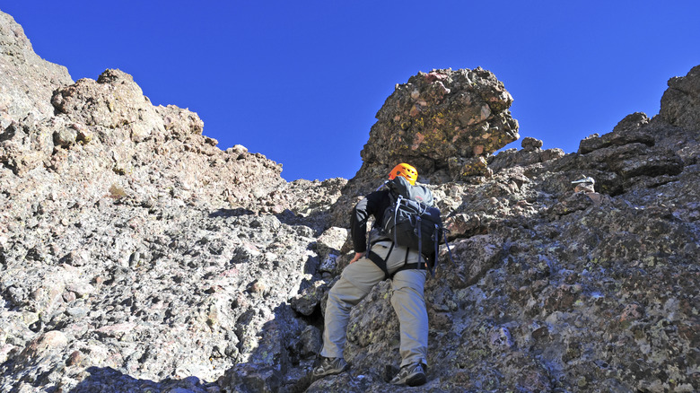 Climber on Crestone Needle Colorado