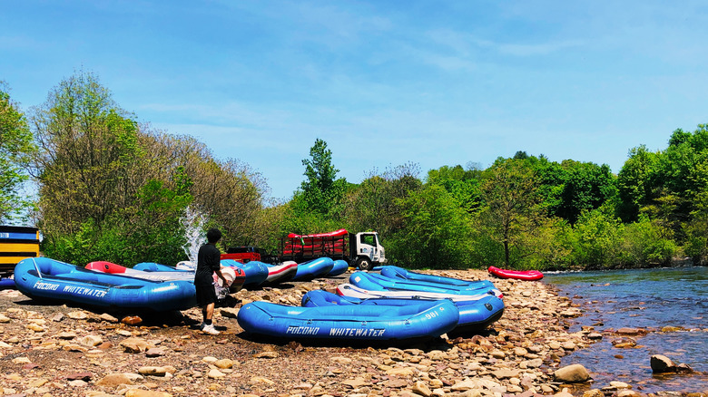 rafts by Lehigh River