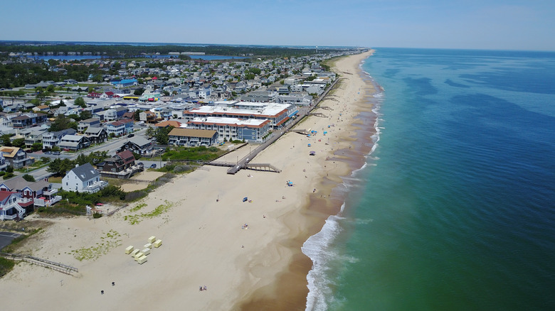 aerial view of beach and buildings