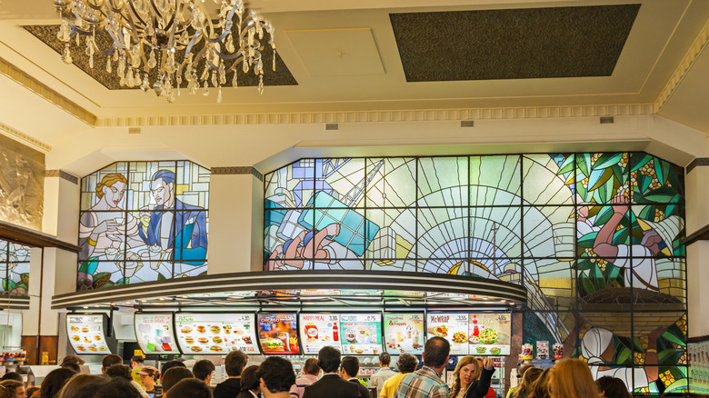 Stained glass at McDonald's in Porto