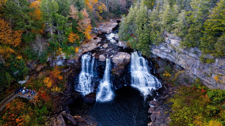 Aerial view of waterfalls