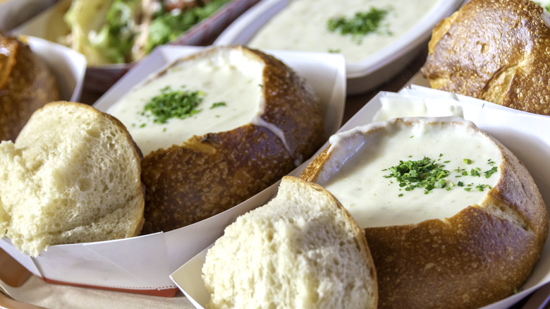 San Francisco's iconic Clam Chowder in sourdough bread bowl