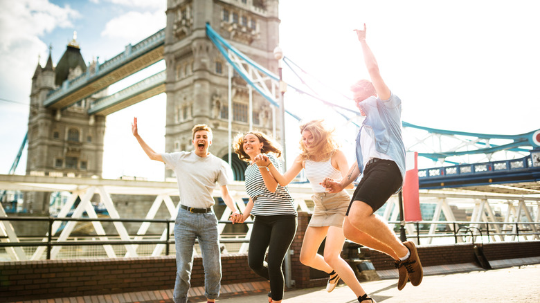 Young adults visiting London