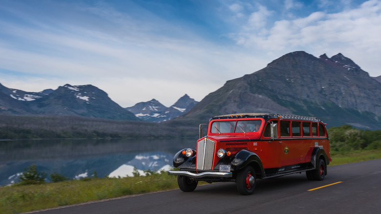 Red Bus in Glacier Park