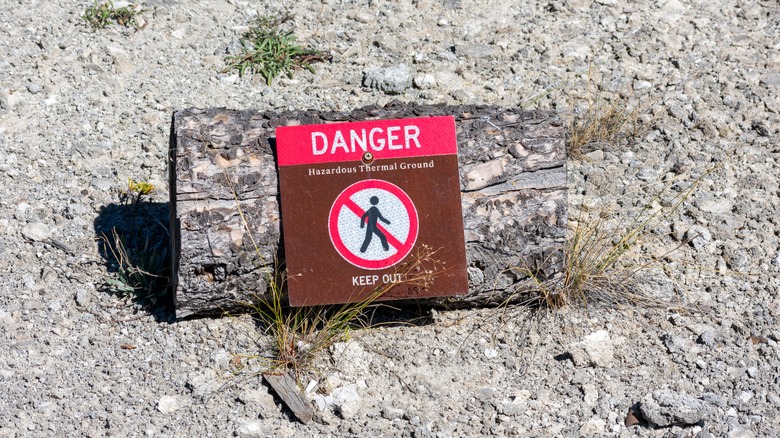 Danger sign at Yellowstone National Park