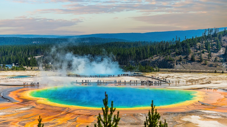 Beautifully colored geyser at Yellowstone National Park