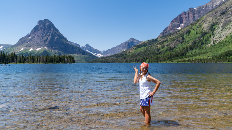 child enjoying Two Medicine Lake