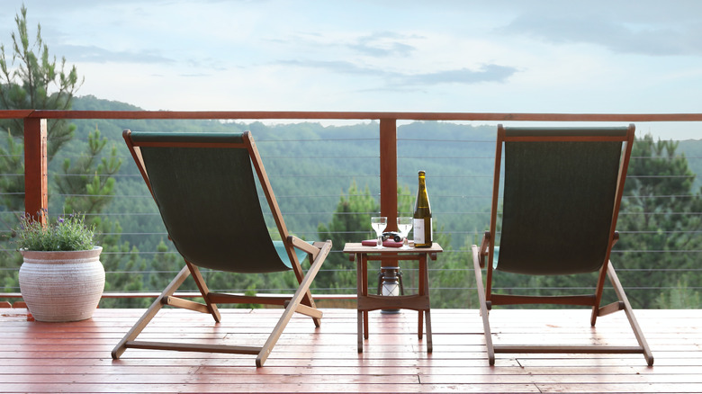 Deck chairs overlooking landscape