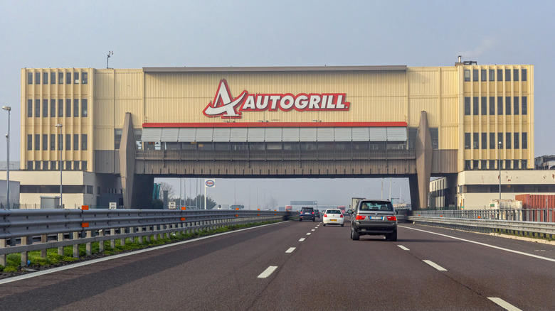 Autogrill over highway in Italy