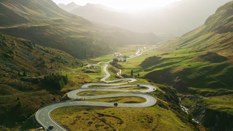 Switchback roads in Furka Pass