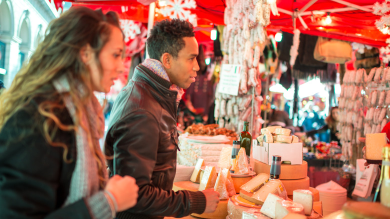 couple at Milan Christmas market