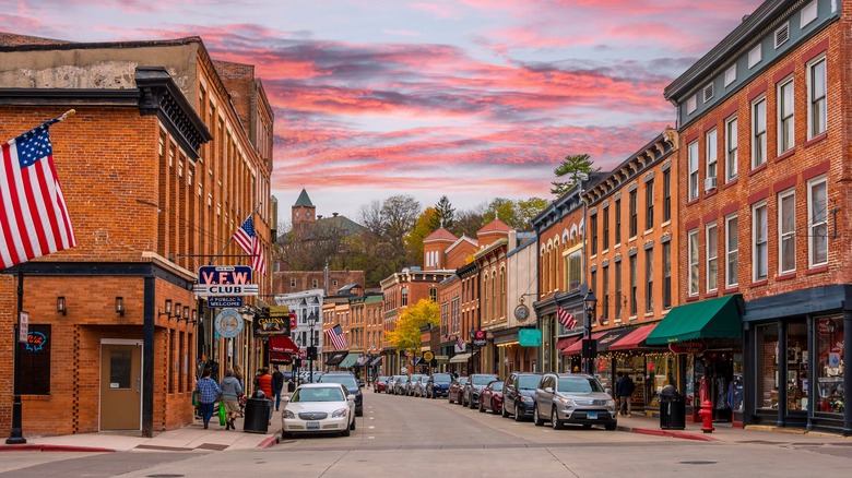 Main Street in Galena at sunset