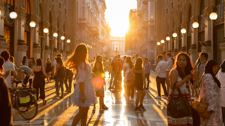 streets of Milan at sunset