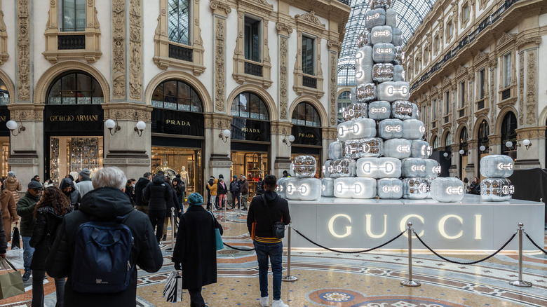 Gucci display in Milan plazza