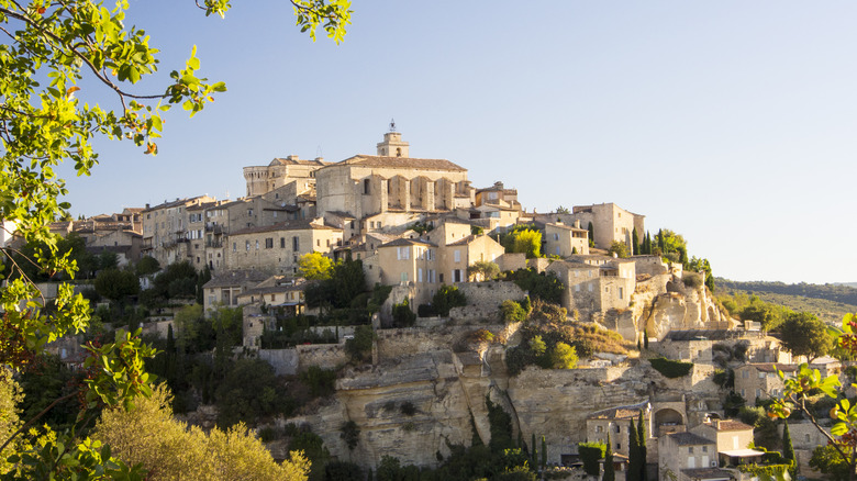 Hillside stone buildings in Gordes, France