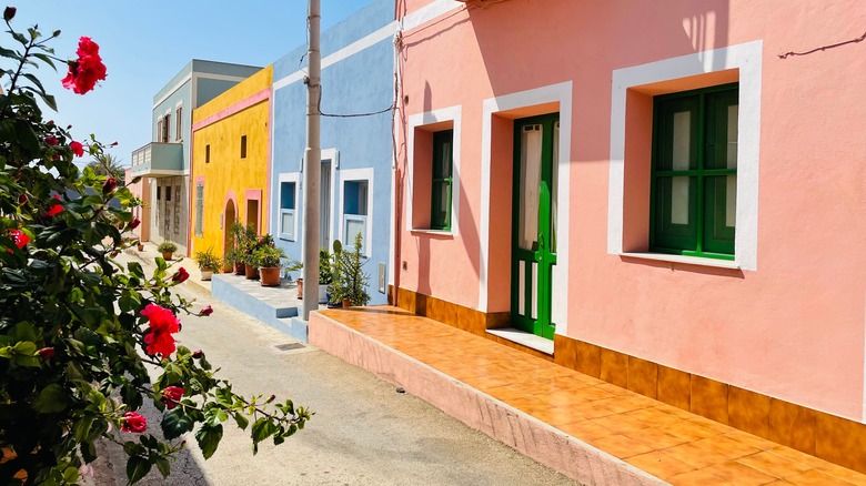 Pastel homes in Linosa's downtown