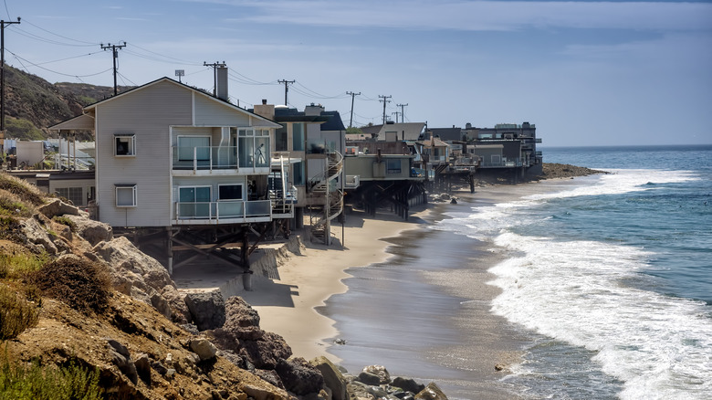 Malibu homes surrounding public beach