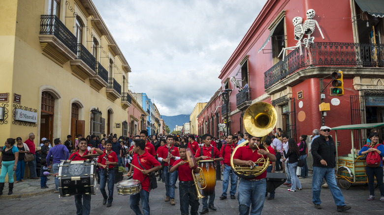 parade in oaxaca downtown