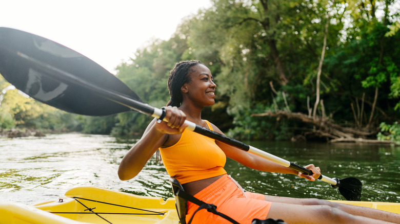 Woman kayaking