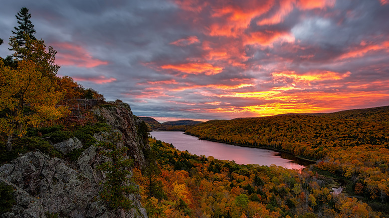Sunset over Lake of the Clouds in Porcupine Mountains Wilderness State Park